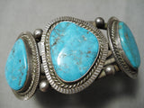 Museum Vintage Native American Navajo #8 Turquoise Sterling Silver Bracelet Old-Nativo Arts