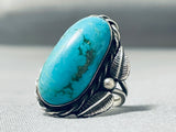 Turquoise Leaves Authentic Vintage Native American Navajo Sterling Silver Ring-Nativo Arts
