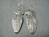 Ann Miller Corn Navajo Sterling Silver Dangle Earrings Native American-Nativo Arts