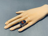 Desert Monument Intricate Native American Navajo Turquoise Inlay Sterling Silver Ring-Nativo Arts