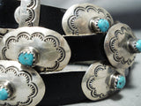 Superb Vintage Native American Navajo Kingman Turquoise Sterling Silver Concho Belt-Nativo Arts