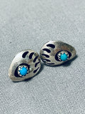 Detailed Vintage Native American Navajo Turquoise Sterling Silver Earrings-Nativo Arts