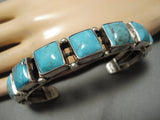 Incredible Vintage Native American Navajo Domed Morenci Turquoise Sterling Silver Bracelet Old-Nativo Arts
