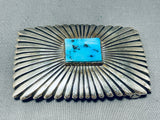 Mesmerizing Vintage Native American Navajo Morenci Turquoise Sterling Silver Huge Buckle-Nativo Arts