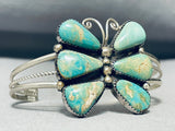 Green Turquoise Butterfly Vintage Native American Navajo Sterling Silver Bracelet-Nativo Arts