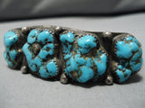 Superior Vintage Native American Navajo Ocean Seafoam Turquoise Sterling Silver Bracelet-Nativo Arts