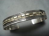 Dramatic Navajo Sterling Silver & Gold Bracelet Native American-Nativo Arts