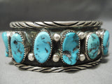 Heavy Classic Authentic Vintage Native American Navajo Turquoise Sterling Silver Bracelet Old-Nativo Arts