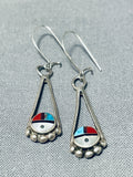 Impressive Vintage Native American Zuni Turquoise Sterling Silver Sunface Earrings-Nativo Arts