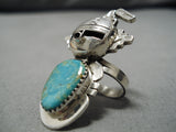 Detailed!! Native American Navajo Kachina Royston Turquoise Sterling Silver Ring-Nativo Arts