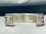 Extremely Rare Signed Vintage Native American Navajo Lapis Shell Sterling Silver Bracelet-Nativo Arts