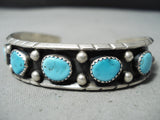 Impressive Vintage Native American Navajo 5 Turquoise Sterling Silver Bracelet-Nativo Arts