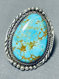 Monstrous Native American Navajo #8 Turquoise Sterling Silver Heavy Ring-Nativo Arts