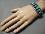 Amazing Vintage Navajo 7 Turquoise Sterling Silver Bracelet Native American-Nativo Arts