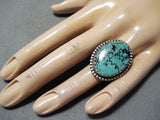 Important Running Water Vintage Native American Navajo Turquoise Sterling Silver Ring-Nativo Arts