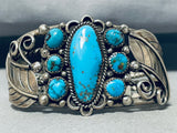 Thick Ornate Vintage Native American Navajo Morenci Turquoise Sterling Silver Bracelet-Nativo Arts