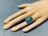 Rare Old Vintage Native American Navajo Green Turquoise Sterling Silver Ring-Nativo Arts