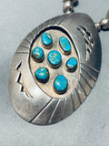 Wow! Vintage Native American Navajo Turquoise Sterling Silver Mountain Necklace-Nativo Arts