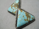 Fabulous Vintage Native American Navajo #8 Turquoise Mine Sterling Silver Earrings Old-Nativo Arts