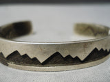 Desert Mountain Vintage Native American Navajo Sterling Silver Hand Wrought Bracelet-Nativo Arts
