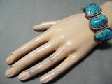 Tremendous Vintage Native American Navajo Carico Lake Turquoise Sterling Silver Bracelet-Nativo Arts