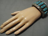 Important Vintage Native American Navajo Rinnie Luyba Ln Mntn Turquoise Sterling Silver Bracelet-Nativo Arts
