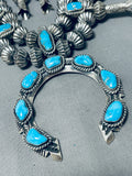 373 Gram Native American Navajo Turquoise Sterling Silver Hogan Bead Squash Blossom Necklace-Nativo Arts