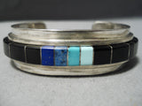 Quality Vintage Native American Navajo Turquoise Lapis Sterling Silver Bracelet Cuff-Nativo Arts