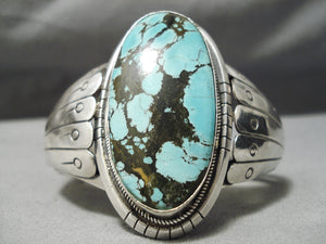 Rare Johnny Yazzie Vintage Native American Navajo Quality Turquoise Sterling Silver Bracelet-Nativo Arts