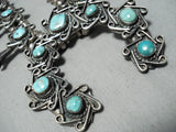 To Die For! Vintage Native American Navajo Turquoise Sterling Silver Squash Blossom Necklace-Nativo Arts