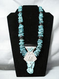 Native American One Of Biggest Best Vintage Nativew American Turquoise Sterling Silver Necklace-Nativo Arts