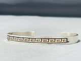 Fascinating Vintage Native American Navajo Sterling Silver 14k Gold Geometric Bracelet-Nativo Arts