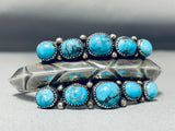 Spectacular Vintage Native American Navajo 10 Blue Diamond Turquoise Sterling Silver Bracelet-Nativo Arts