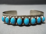 Wonderful Rich Begay Vintage Native American Navajo Blue Turquoise Sterling Silver Bracelet Old-Nativo Arts