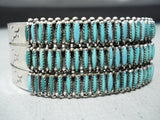 Important Vintage Native American Zuni Blue Gem Turquoise Petit Point Sterling Silver Bracelet-Nativo Arts