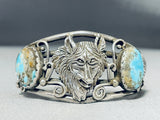 Wolf Vintage Native American Navajo Turquoise Sterling Silver Bracelet-Nativo Arts