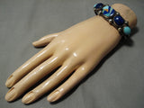 Native American Museum Quality Vintage Austin Garcia Turquoise Inlay Sterling Silver Bracelet-Nativo Arts