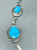 Cute Vintage Native American Navajo Blue Gem Turquoise Sterling Silver Necklace-Nativo Arts