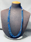 One Of The Most Unique Native American Navajo Lapis Turquoise Sterling Silver Necklace-Nativo Arts