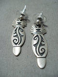 Fabulous Vintage Hopi Native American Sterling Silver Earrings-Nativo Arts