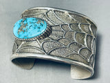 Heavy 74 Gram Spiderweb Turquoise Vintage Native American Navajo Sterling Silver Bracelet-Nativo Arts