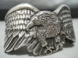 Native American Very Rare Vintage Yuma Sterling Silver Eagle Heavy Bracelet-Nativo Arts