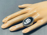 Important Cal Desson Vintage Native American Navajo Route 66 Sterling Silver Heavy Ring-Nativo Arts