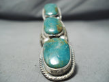 One Of The Tallest Important Native American Navajo Turquoise Sterling Silver Ring-Nativo Arts