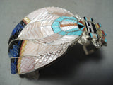 One Of The Most Detailed Native American Zuni Turquoise Sterling Silver Kachina Bracelet-Nativo Arts