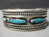 Museum Vintage Native American Navajo Long Turquoise Sterling Silver Bracelet Old-Nativo Arts