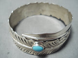 One Of The Most Detailed Native American Navajo Turquoise Sterling Silver Bangle Bracelet-Nativo Arts