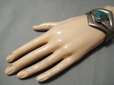 Thick And Sturdy!! Vintage Native American Navajo Turquoise Sterling Silver Bracelet Old-Nativo Arts