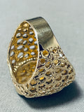 Native American Very Important Lander Blue Turquoise 14k Gold Ring-Nativo Arts