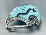 Grizzly Inlay Vintage Native American Navajo Turquoise Sterling Silver Bracelet-Nativo Arts